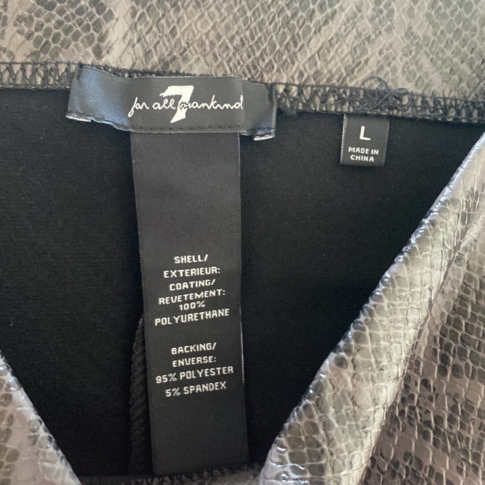 6) 7 FOR ALL MANKIND Faux Leather Snakeskin Print Leggings NWT sz L! - Picture 4 of 4